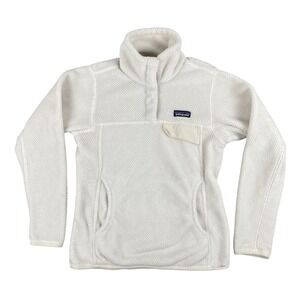 Patagonia Pullover Fleece Womens XS White Polartec Thermal Pro Snap‎ Jacket